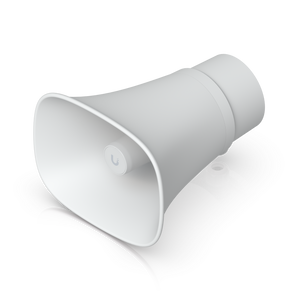 Altifalante de exterior Ubiquiti (UP-AI-HORN-SPEAKER-W). Potência sonora 120 dB. Alertas automáticos via UniFi Protect AI. IP66. Suporte articulado incluído. - UP-AI-HORN-SPEAKER-W