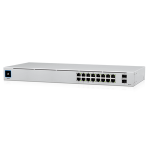 Switch PoE de 16 portas, Layer 2, com um sistema de arrefecimento silencioso e sem ventoinhas. - USW-16-POE
