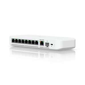 Switch flexível de 8 portas 2.5 GbE com uma porta uplink combinada de 10 GbE RJ45/SFP+ que pode ser alimentado com um adaptador USB-C ou PoE+ - USW-FLEX-2.5G-8