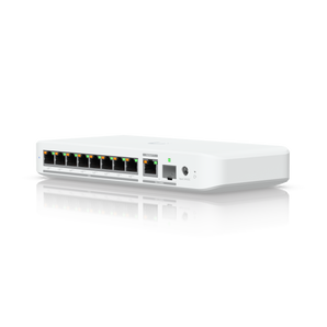 Switch PoE++ flexível de 8 portas 2.5 GbE com uma porta de uplink combinada 10 GbE RJ45/SFP+ que pode ser alimentada por PoE+++ ou por um adaptador de corrente AC - USW-FLEX-2.5G-8-POE