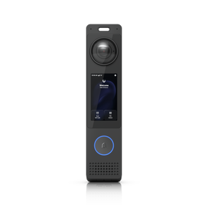 Videoporteiro inteligente Ubiquiti UVC-G6-PRO-ENTRY. Dupla câmara (12MP + 8MP para encomendas), ecrã tátil de 3", áudio bidirecional e desbloqueio por Face/NFC/Wallet.