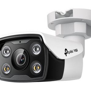 TP-Link VIGI C350 (4mm). Câmara Bullet 5MP Super-HD. Lente 4mm (Focada 90°). Análise de Atributos (Roupa/Veículo). Visão Noturna Full-Color. Defesa Ativa. Áudio Bidirecional. IP67. - VIGI C350(4MM)