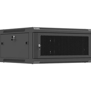 Lanberg WF01-6604-23B. Bastidor de parede 4U. Porta frontal perfurada para ventilação. Profundidade 600mm. Cor Preto. Carga 60kg. Fornecido desmontado. - WF01-6604-23B