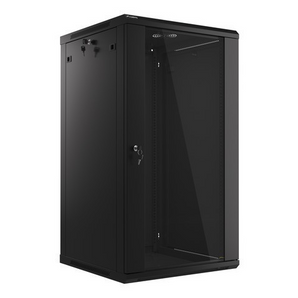 Lanberg WF01-6622-10B. Armário rack mural de grande capacidade (22U). Profundidade 600mm. Carga 60kg. Sistema Flat Pack (Auto-montagem). Ideal para redes grandes. - WF01-6622-10B