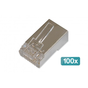 Pack de 100 fichas modulares RJ45 de Categoria 6 da Digitus. O design 