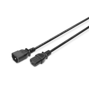 Cabo de extensão de alimentação de 1.2m da Digitus. Conectores IEC C14 (macho) para IEC C13 (fêmea), ideal para ligar equipamentos a PDUs ou UPS. - AK-440201-012-S