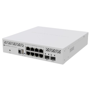 Switch compacto da MikroTik para redes multi-gigabit. O CRS310 oferece 8 portas 2.5G Ethernet, 2 uplinks 10G SFP+ e a flexibilidade do RouterOS v7. - CRS310-8G+2S+IN