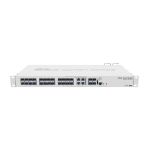 Switch de fibra de alta densidade da MikroTik. O CRS328 oferece 20 portas SFP, 4 portas 10G SFP+ e 4 portas Combo (SFP/Ethernet), com dual-boot e fontes redundantes. - CRS328-4C-20S-4S+RM