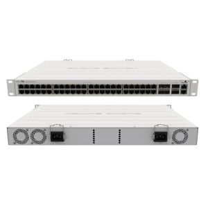 Este switch potente possui 48 portas RJ45 de 1G e 4 portas SFP+ de 10G. Conta ainda com 2 portas QSFP+ de 40G para ligações por fibra extremamente rápidas ou para interligação com outros dispositivos a 40 Gbps, além de fontes de alimentação duplas pa