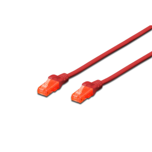 Cabo de rede (patch cord) CAT 6 Digitus DK-1617-030/R. Cabo U-UTP (não blindado) de 3m (vermelho), 100% cobre (Cu), LSZH e pronto para PoE+. - DK-1617-030/R