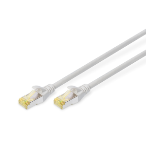 Cabo de rede (patch cord) CAT 6A Digitus DK-1644-A-015. Cabo S/FTP (blindado) de 1.5m (cinza), 100% cobre (Cu), LSZH e pronto para PoE+. 500MHz. - DK-1644-A-015