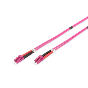 Patch cord de fibra ótica Digitus DK-2533-02-4. Cabo duplex (2m) multimode (OM4) com conectores LC/LC. Cor Violeta (Erika Violet), revestimento LSOH e relatório de teste. - DK-2533-02-4