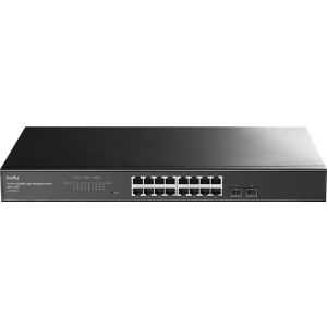 Cudy GS1016ES2. Switch Rackmount de 16 portas RJ45 + 2 Slots SFP. Gestão Web e SNMP. Suporta VLAN, QoS, STP/RSTP e DHCP Snooping. Fonte interna. - GS1016ES2