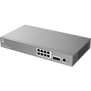 Switch Gerido Layer 2++ Grandstream GWN7801P PRO. 8 Portas Gigabit PoE+ (120W). 2x Uplinks SFP de 2.5 Gigabit. Routing Estático, DHCP Server. Gestão Cloud. - GWN7801P PRO