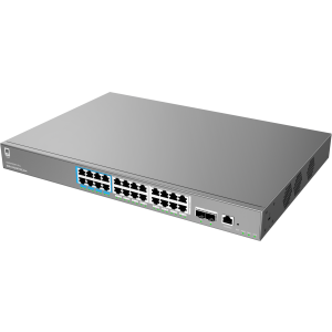 Switch L3 Grandstream GWN7803PH PRO. 24 Portas Gigabit PoE++ (802.3bt), 2x Uplinks SFP+ 10G. Budget 400W. Stacking, Routing Estático. Ideal para redes de alta densidade. - GWN7803PH PRO