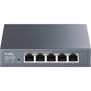 Cudy HS105. Switch Smart de 5 portas 2.5GbE RJ45. Velocidade Multi-Gigabit. Gestão via Web (VLAN, QoS, LAG). Ideal para NAS e WiFi 6. Caixa metálica. - HS105