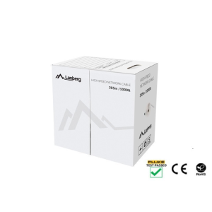 Cabo de instalação Lanberg LCU6-12CU-0305-S. Cat 6 U/UTP (250MHz) para redes Gigabit. 305m, 100% Cobre (AWG 24), PVC. Cinzento. Fluke Passed. - LCU6-12CU-0305-S
