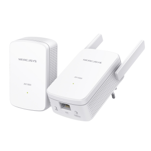 Leve a internet a qualquer tomada com o kit Powerline Wi-Fi Mercusys MP510. Velocidades AV1000, extensor Wi-Fi e uma porta Gigabit para a máxima performance. - MP510KIT