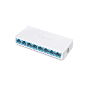 Switch de 8 portas Mercusys MS108. Expansão de rede Fast Ethernet (10/100 Mbps). Design compacto, Plug & Play, sem ventoinhas. Ideal para casa e escritório. - MS108