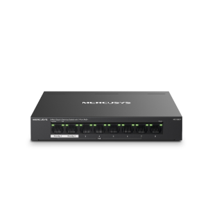 Switch Gigabit 8 Portas Mercusys MS108GP. 7 Portas PoE+ (65W). Velocidade 1000 Mbps. Modo Extend (250m) e Isolamento. Caixa metálica. Plug & Play. - MS108GP
