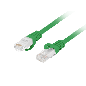 Cabo de rede Cat 6 de 1m (verde) da Lanberg. Cabo U/UTP com condutores 100% cobre (CU) e revestimento LSZH. Testado (Fluke) para garantir performance Gigabit. - PCU6-10CU-0100-G