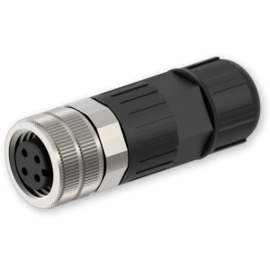 Teltonika PR40119K. Conector M12 Fêmea de 4 pinos (A-coded). Montagem em cabo com terminais de parafuso. Classificação IP67/IP68. Corpo em latão niquelado. - PR40119K