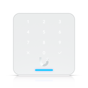 Leitor de acessos de 3ª geração da Ubiquiti em branco. O UniFi G3 Flex oferece acesso por NFC, PIN, App e Wallet. Resistente a intempéries (IP55). - UA-G3-FLEX-W