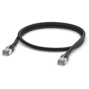 Cabo de rede de 1m (preto) da Ubiquiti para exterior. Com revestimento resistente a intempéries e UV, blindagem STP e fio de dreno para proteção ESD. - UACC-CABLE-PATCH-OUTDOOR-1M-BK