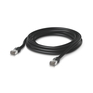 Cabo de rede de 5m (preto) da Ubiquiti para exterior. Com revestimento resistente a intempéries e UV, e blindagem superior S/FTP para proteção máxima. - UACC-CABLE-PATCH-OUTDOOR-5M-BK