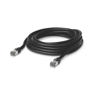 Cabo de rede de 8m (preto) da Ubiquiti para exterior. Com revestimento resistente a intempéries e UV, blindagem STP e fio de dreno para proteção ESD. - UACC-CABLE-PATCH-OUTDOOR-8M-BK