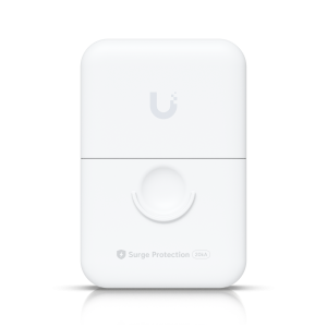Protetor de surtos Ethernet da Ubiquiti para redes 10GbE e PoE. O UACC-ETH-SP-PRO oferece proteção de 20kA e é resistente a intempéries (IPX5), ideal para exterior. - UACC-ETH-SP-PRO