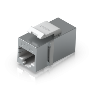 Pass-through Cat6A keystone coupler for connecting pre-terminated Ethernet cables seamlessly - UACC-KEYSTONE-COUPLER-C6A