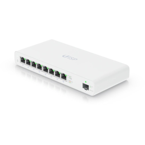 8 portas GE PoE (27V Passivo, 110W) e 1 porta SFP. Switch Layer 2 gerido pela plataforma UISP. Ideal para MicroPoPs. - UISP-S