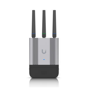 Router industrial robusto da Ubiquiti com LTE Cat 4, WiFi 4, GPS e múltiplas opções de WAN. Ideal para IoT, veículos e como gateway de failover. Inclui PoE-out. - UMR-INDUSTRIAL