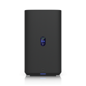 Network Attached Storage (NAS) de 4 baías da Ubiquiti. O UNAS-4-B oferece cache M.2 NVMe, porta 2.5GbE, alimentação PoE+++ e gestão UniFi Drive. - UNAS-4-B